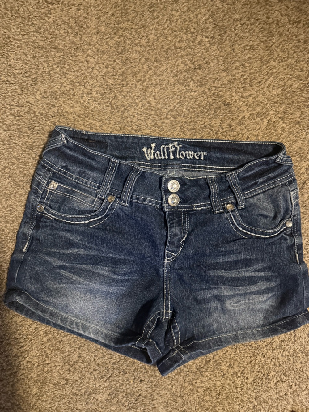 WallFlower Blue Denim Jeans with White Contrast Stitching